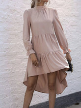 High-Low Flounce Sleeve Dress